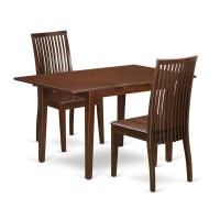 Noip3-Mah-W 3-Piece Dinette Table Set - Table And 2 Dining Chairs In Mahogany Finish