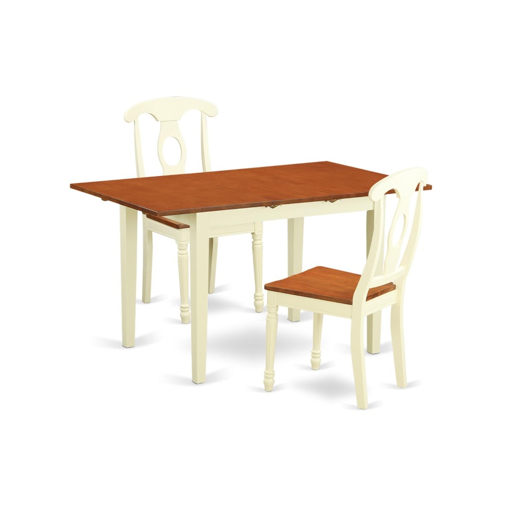 Noke3-Whi-W 3 Pctable Set For 2-Dining Table And 2 Dinette Chairs