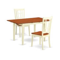 Noni3-Whi-W 3 Pc Dining Room Set For 2-Table And 2 Kitchen Dining Chairs