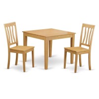Oxan3-Oak-W 3 Pc Small Kitchen Table And Chairs Set -Square Kitchen Table And 2 Dining Chairs