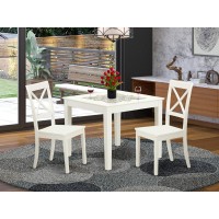 Oxbo3-Lwh-W 3 Pcsquare Kitchen Table And 2 Wood Kitchen Dining Chairs In Linen White