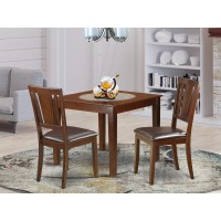 Oxdu3-Mah-Lc 3 Pcsmall Kitchen Table Set With A Dining Table And 2 Dining Chairs In Mahogany