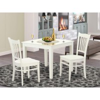 Oxgr3-Lwh-W 3 Pcbreakfast Nook Table And 2 Wood Dining Room Chair In Linen White