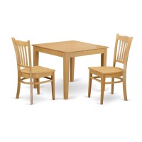 Oxgr3-Oak-W 3 Pc Table And Chairs Set - Dinette Table And 2 Dining Chairs