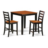 Pbfa3-Blk-W 3 Pc Counter Height Table And Chair Set - Kitchen Table And 2 Kitchen Chairs.