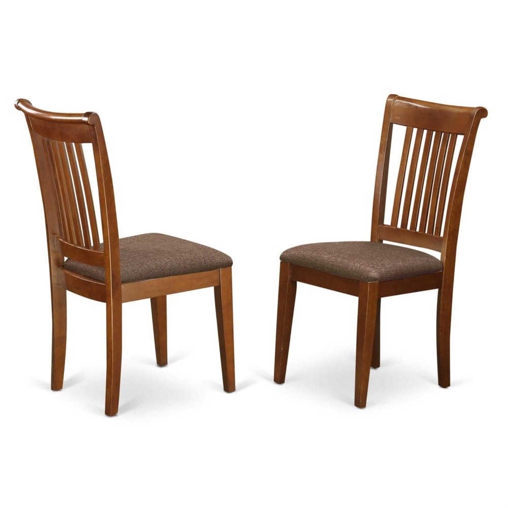 Set Of 2 Chairs Poc-Sbr-C Portland Slat Back Chair For Kitchen With Upholstered Seat