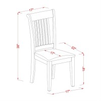 Set Of 2 Chairs Poc-Sbr-C Portland Slat Back Chair For Kitchen With Upholstered Seat