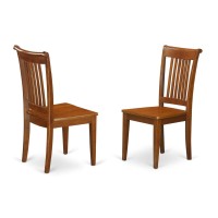 Set Of 2 Chairs Poc-Sbr-W Portland Slat Back Dining Room Chair With Wood Seat