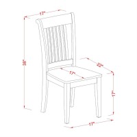 Set Of 2 Chairs Poc-Sbr-W Portland Slat Back Dining Room Chair With Wood Seat