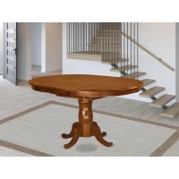 Pot-Sbr-Tp Oval Dining Table With 18 Extension Butterfly Leaf In Saddle Brown