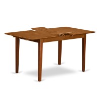 Pspo7-Sbr-W 7 Pc Set Rectangular Kitchen Table Having 12 Leaf And 6 Wood Dinette Chairs In Saddle Brown