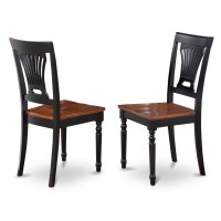 Set Of 2 Chairs Pvc-Blk-W Plainville Kitchen Dining Chair With Wood Seat - Black & Cherry Finish.