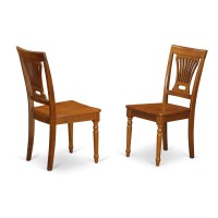 Set Of 2 Chairs Pvc-Sbr-W Plainville Kitchen Dining Chair With Wood Seat - Saddle Brown Finish