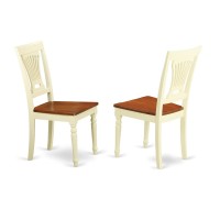 Set Of 2 Chairs Pvc-Whi-W Plainville Kitchen Dining Chair Wood Seat - Buttermilk And Cherry Finish