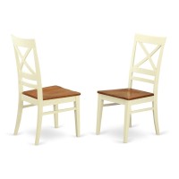 Set Of 2 Chairs Quc-Whi-W Quincy Dining Kitchen Dining Chair With X-Back In Buttermilk & Cherry Finish