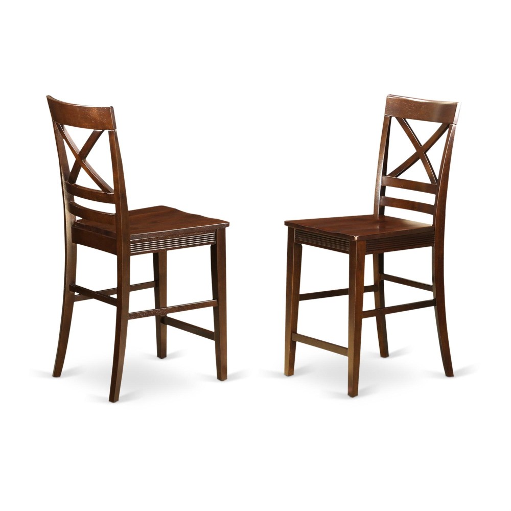 Set Of 2 Chairs Qus-Mah-W Quincy Counter Height Stools With X-Back In Mahogany Finish