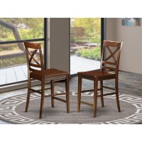 Set Of 2 Chairs Qus-Mah-W Quincy Counter Height Stools With X-Back In Mahogany Finish