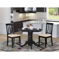 Shan3-Blk-C 3 Pc Dinette Table Set-Small Kitchen Table And 2 Dining Chairs