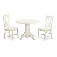 Shdo3-Whi-W 3 Pc Table Set For 2-Kitchen Table And 2 Dinette Chairs