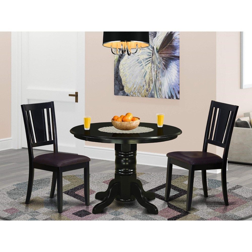 Shdu3-Blk-Lc 3 Pc Dinette Set-Dining Table And 2 Kitchen Chairs