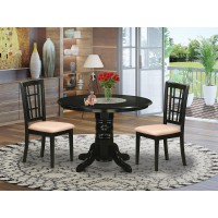 Shni3-Blk-C 3 Pckitchen Table Set-Kitchen Dinette Table And 2 Kitchen Chairs