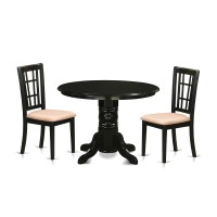 Shni3-Blk-C 3 Pckitchen Table Set-Kitchen Dinette Table And 2 Kitchen Chairs