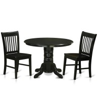 Shno3-Blk-W 3 Pctable Set-Table And 2 Dining Chairs