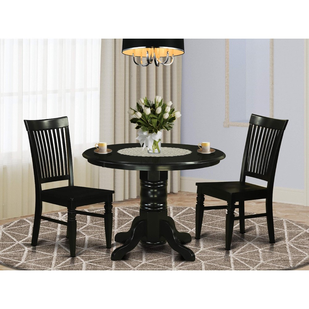 Shwe3-Blk-W 3 Pc Kitchen Nook Dining Set-Kitchen Dinette Table And 2 Dining Chairs