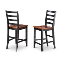 Sufa5H-Bch-W 5 Piece Sudbury Set With One Round Counter Height Dinette Table And 4 Ladder Black Dinette Stools With Wood Seat In A Elegant Black And Cherry Finish.