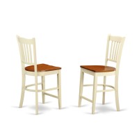 Sugr5H-Bmk-W 5 Piece Sudbury Set With One Round Counter Height Dinette Table And 4 Four Slat Dinette Stools With Wood Seat In A Rich Buttermilk And Cherry Finish.