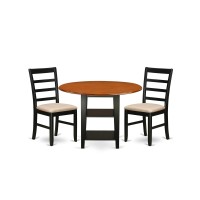 Supf3-Bch-C 3 Piece Sudbury Set With One Round Dinette Table And 2 Dinette Chairs With Cushion Seat In A Elegant Black And Cherry Finish.
