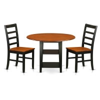 Supf3-Bch-W 3 Piece Sudbury Set With One Round Dinette Table And 2 Dinette Chairs With Wood Seat In A Elegant Black And Cherry Finish.