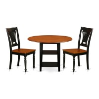 Supl3-Bch-W 3 Piece Sudbury Set With One Round Dinette Table And 2 Slat Back Dinette Chairs With Wood Seat In A Elegant Black And Cherry Finish.