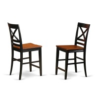 Suqu5H-Bch-W 5 Piece Sudbury Set With One Round Counter Height Dinette Table And 4 X Back Dinette Stools With Wood Seat In A Elegant Black And Cherry Finish.