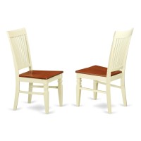 Suwe3-Bmk-W 3 Piece Sudbury Set With One Round Dinette Table And 2 Slat Back Dinette Chairs With Wood Seat In A Rich Buttermilk And Cherry Finish.