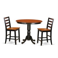 Trfa3-Blk-W 3 Pc Counter Height Dining Set - High Table And 2 Dining Chairs.