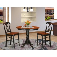 Trke3-Blk-W 3 Pc Pub Table Set - Small Kitchen Table And 2 Counter Height Stool.