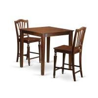Vnch3-Mah-W 3 Pc Dining Counter Height Set-Pub Table And 2 Dinette Chairs.