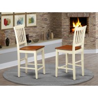 Set Of 2 Chairs Vns-Whi-W Vernon Counter Height Stools With Wood Seat - Buttermilk & Cherry Finish.