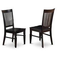 Set Of 2 Chairs Wec-Blk-W Weston Dining Wood Seat Chair With Slatted Back In Black Finish