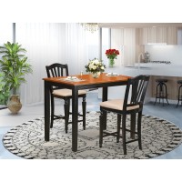 Yach3-Blk-C 3 Pc Dining Counter Height Set-Pub Table And 2 Kitchen Dining Chairs.