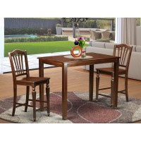 Yach3-Mah-W 3 Pc Counter Height Dining Room Set - Counter Height Table And 2 Bar Stools.