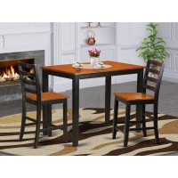 Yafa3-Blk-W 3 Pc Counter Height Pub Set-Pub Table And 2 Kitchen Dining Chairs.