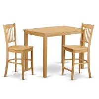 Yagr3-Oak-W 3 Pc Counter Height Pub Set - Dining Table And 2 Bar Stools.