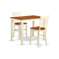 Yagr3-Whi-W 3 Pc Counter Height Pub Set - High Table And 2 Counter Height Chairs.