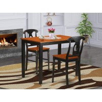 Yake3-Blk-W 3 Pc Dining Counter Height Set-Pub Table And 2 Bar Stools With Backs