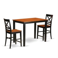 Yaqu3-Blk-W 3 Pc Counter Height Pub Set - High Table And 2 Counter Height Dining Chair.