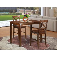 Yaqu3-Mah-W 3 Pc Dining Counter Height Set- High Table And 2 Dining Chairs.