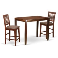 Yavn3-Mah-C 3 Pc Counter Height Dining Set - High Top Table And 2 Kitchen Dining Chairs.