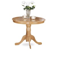 East West Furniture Anav5-Oak-W 5 Piece Room Set Includes A Round Kitchen Table With Pedestal And 4 Dining Chairs, 36X36 Inch